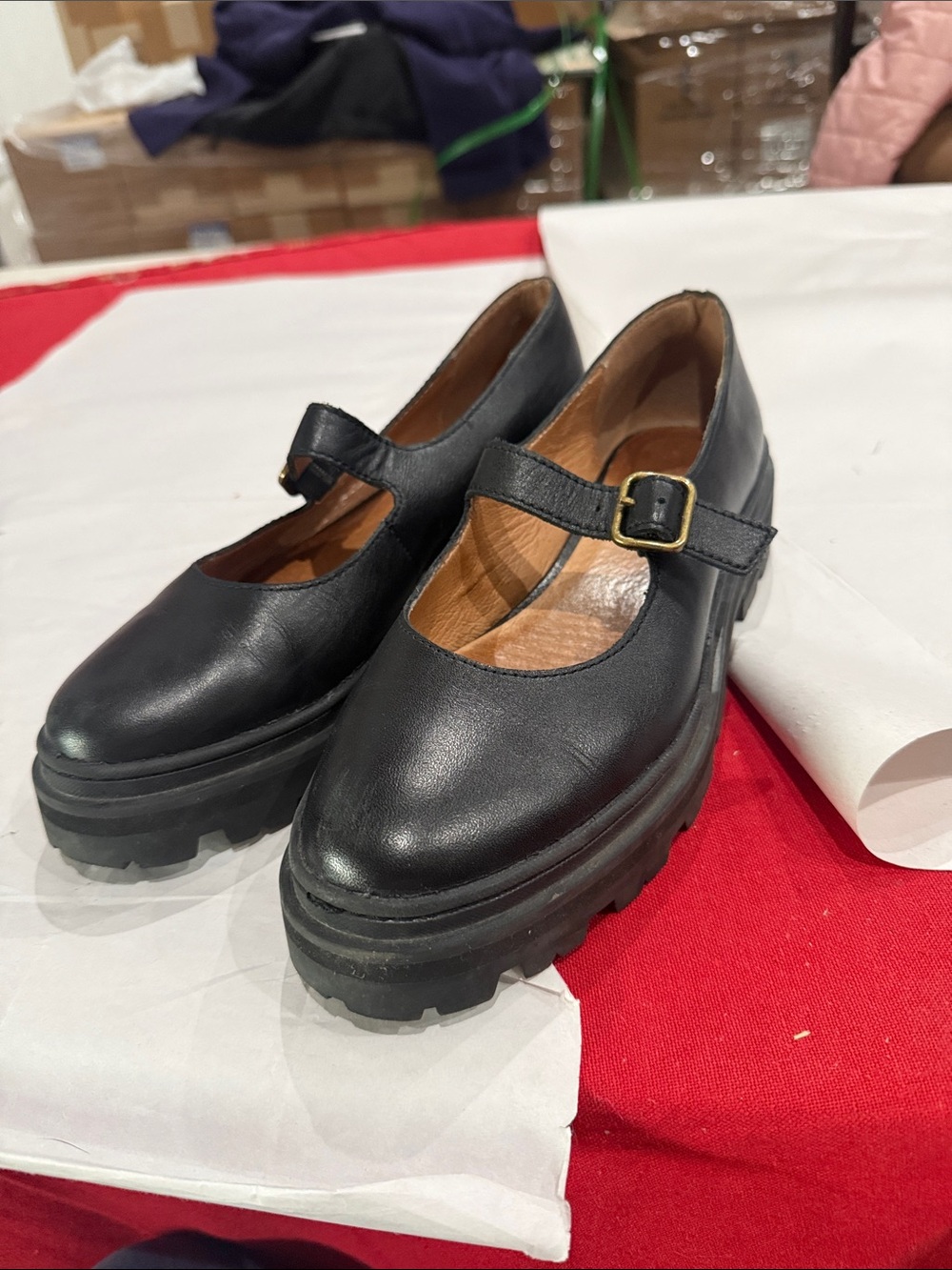 Madewell Black Leather Mary Jane Platform Loafers-sold - Picture 2 of 6